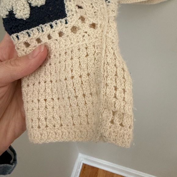 Women's Patchwork Crochet Sweater Cardigan Cottagecore Boho Size Large S/M - Picture 5 of 12